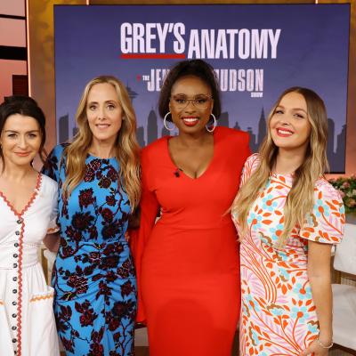 “Grey’s Anatomy” stars Kim Raver, Caterina Scorsone, and Camilla Luddington with Jennifer Hudson