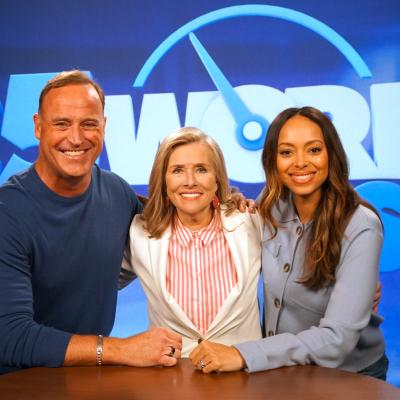 Matt Iseman, Meredith Vieira and Amber Stevens West